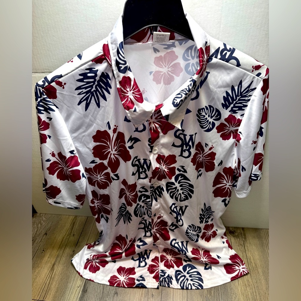Scranton SWB Railriders Button Hawaiian Shirt SGA Men’s Size L Floral Phillies
